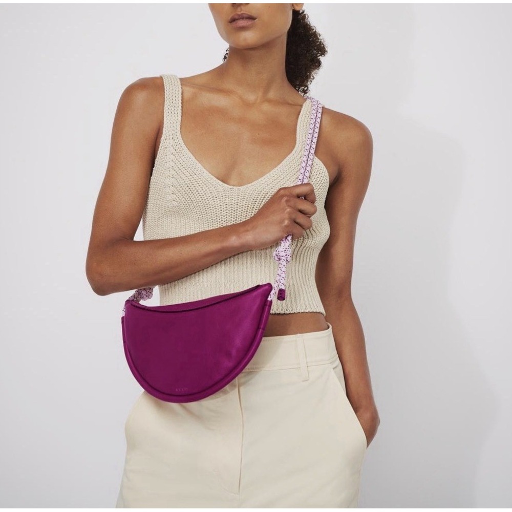 NEW ECCO Contact Fortune Crossbody bag purple leather Adjustable Strap Minimalis